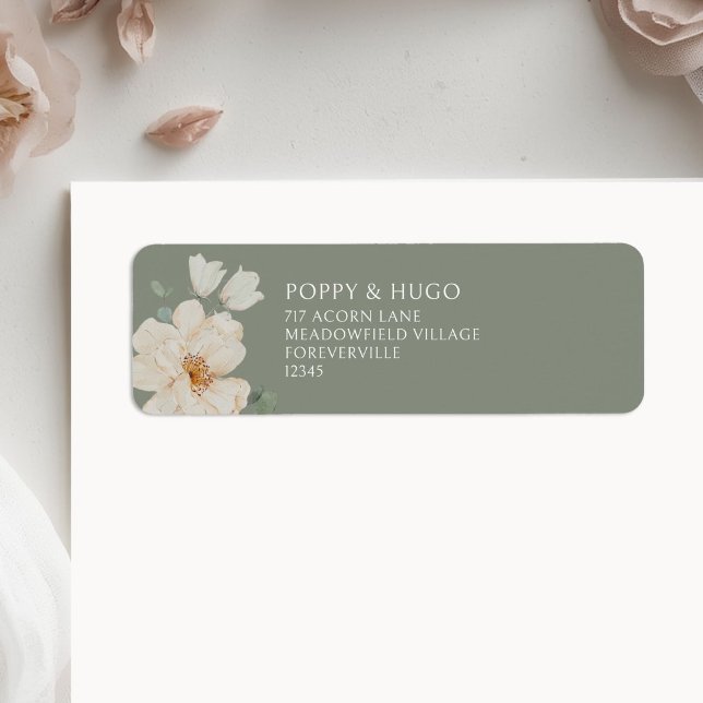 Sage Green | Floral Wedding Return Address  (Creator Uploaded)