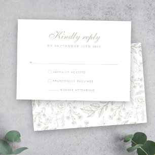 Sage Green Floral Wedding RSVP Card