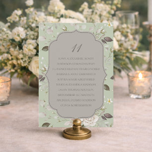 Sage Green Floral Wedding Seating Chart Card