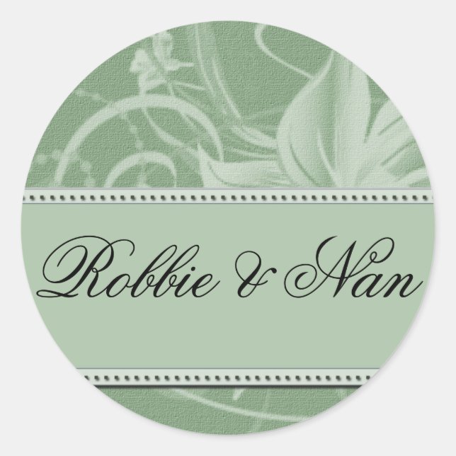 Sage green floral wedding stickers (Front)