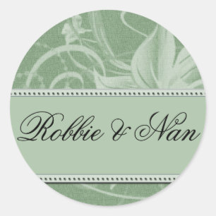 Sage green floral wedding stickers