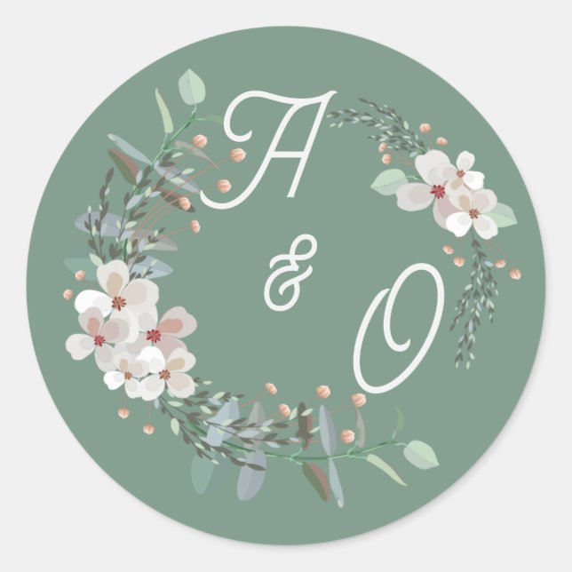 Sage Green Floral Wedding Suite Sticker (Front)