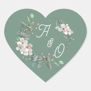 Sage Green Floral Wedding Suite Sticker