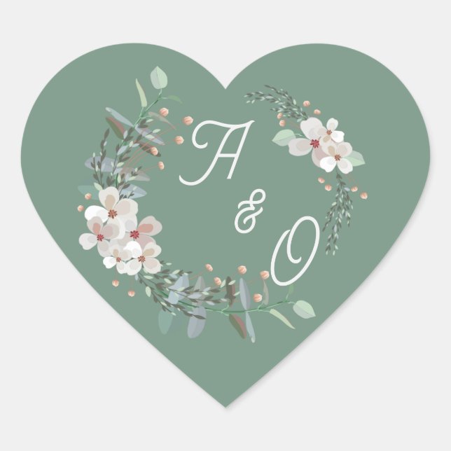 Sage Green Floral Wedding Suite Sticker (Front)