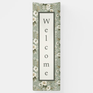 Sage green floral welcome banner
