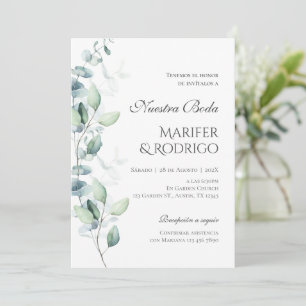 Sage Green Flores wedding invitation