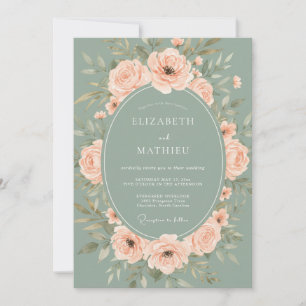 Sage Green Flourishing Blossom Wedding Invitation