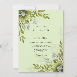 Sage Green Flourishing Botanical Wedding Invitation