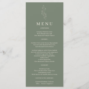 Sage Green Flower Bohemian Simple Botanic Menu
