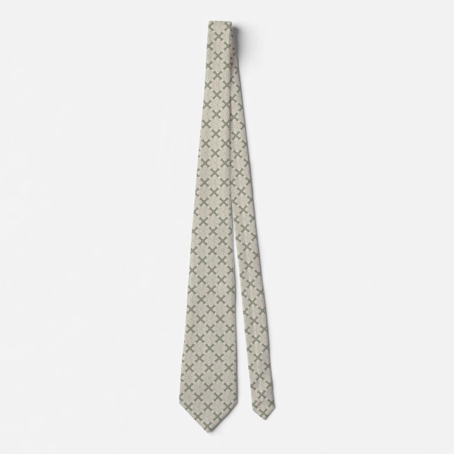 Sage Green Flower Design Tie (Front)