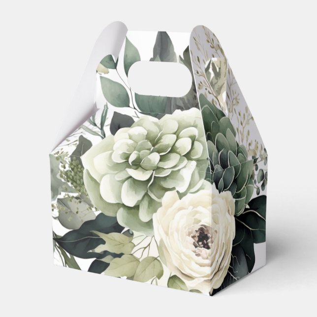 Sage green Flower Favour Box (Front Side)