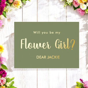 Sage Green Flower Girl Bridesmaid Proposal