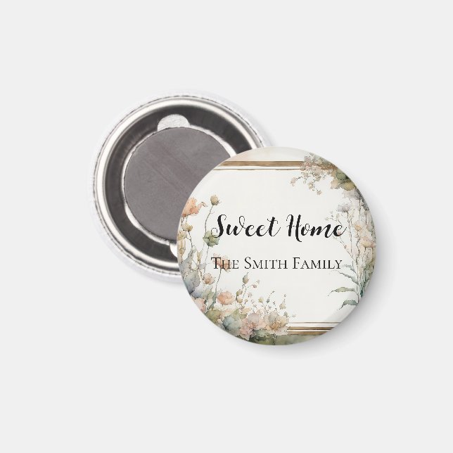 sage green flower - text personalised magnet (Front/Back)