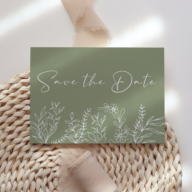 Sage Green Flowers Boho Save The Date (Creator Uploaded)