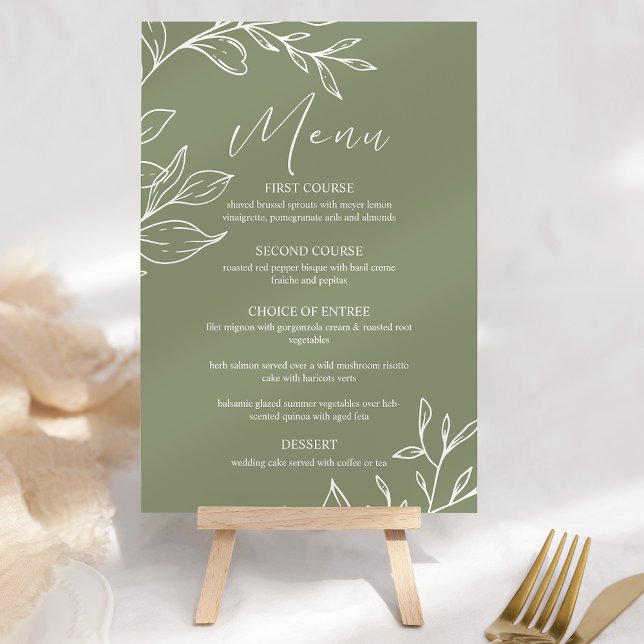 Sage Green Flowers Boho Wedding Menu (Creator Uploaded)