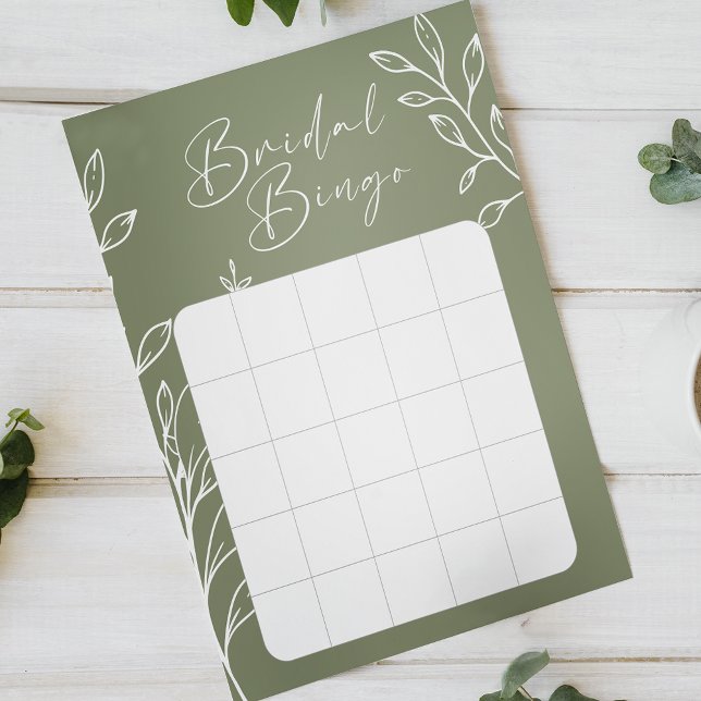 Sage Green Flowers Bridal Shower Bingo Game (Creator Uploaded)