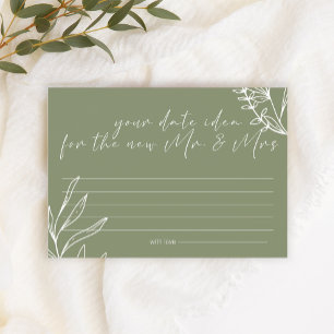 Sage Green Flowers Date Night Idea Shower Game Stationery