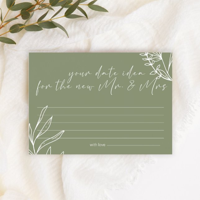 Sage Green Flowers Date Night Idea Shower Game Stationery (Creator Uploaded)