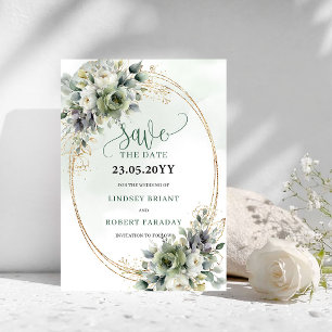 Sage Green Foliage Botanical Save The Date