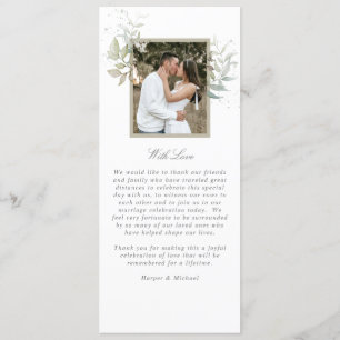 Sage green foliage photo wedding programme