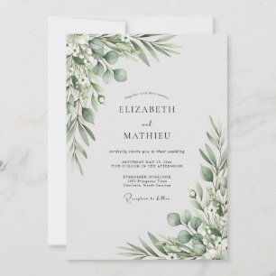 Sage Green Foliage Wedding Invitation