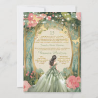 Sage Green Forest Princess Floral Spanish 15 Años