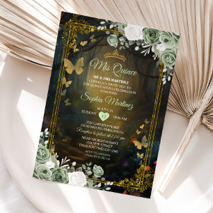 Sage Green Forest Princess Quinceañera Invitation