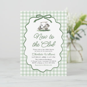 Sage Green Frame Golf New to the Club Baby Shower Invitation