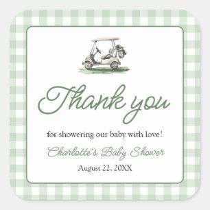 Sage Green Frame Golf New to the Club Baby Shower Square Sticker