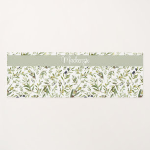 Sage Green French Country Chic Olive Name Monogram Yoga Mat