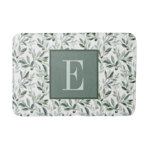 Sage Green French Country Olive Monogram Bath Mat