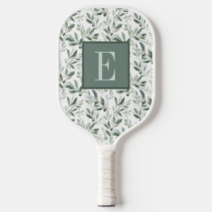 Sage Green French Country Olive Monogram Pickleball Paddle