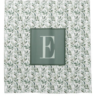 Sage Green French Country Olive Monogram Shower Curtain
