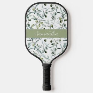 Sage Green French Country Olive Name Pickleball Paddle