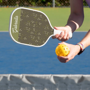 Sage green French country Olive pattern name Pickleball Paddle