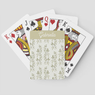 Sage green French country Olive pattern name Playing Cards