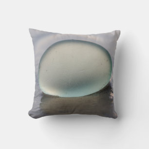 Sage Green Frosted Sea Glass Texture Muted Coastal Cushion