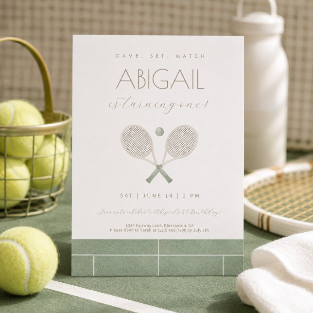 Sage Green Game Set Match Tennis invitation (Creator Uploaded)