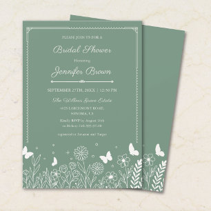 Sage Green Garden Bridal Shower Invitation