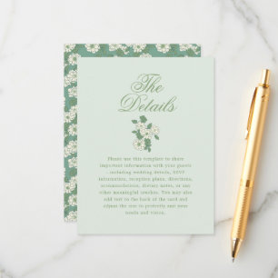 Sage Green Garden Chinoiserie Wedding Details Enclosure Card