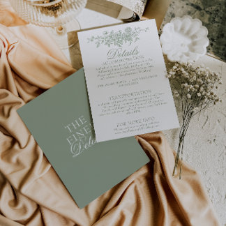 Sage Green Garden Floral Boho Wedding Details Enclosure Card