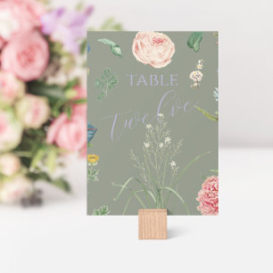 Sage Green Garden Wedding Table Number