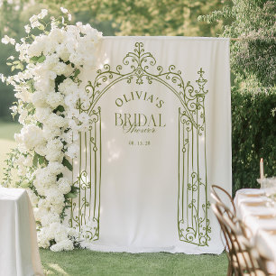 Sage Green Gate Bridal Shower Photo Backdrop Tapestry