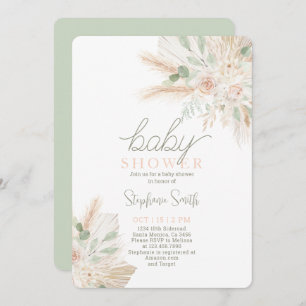 Sage Green Gender Neutral Baby Shower Invitation