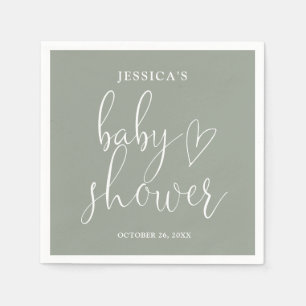 Sage Green Gender Neutral Baby Shower Napkin