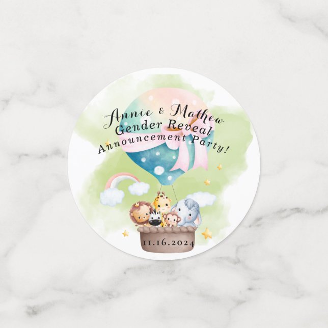 Sage Green Gender Reveal Baby Animal Safari  Confetti (Small Front)