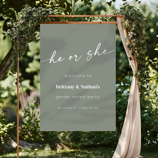 Sage Green Gender Reveal Welcome Sign  (Sage Green Gender Reveal Welcome Sign)