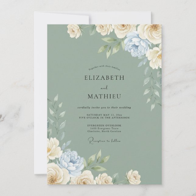 Sage Green Gentle Spring Wedding Invitation (Front)