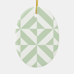 Sage Green Geometric Deco Cube Pattern Ceramic Tree Decoration