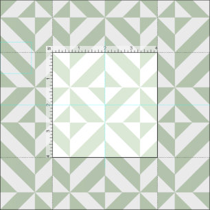 Sage Green Geometric Deco Cube Pattern Fabric